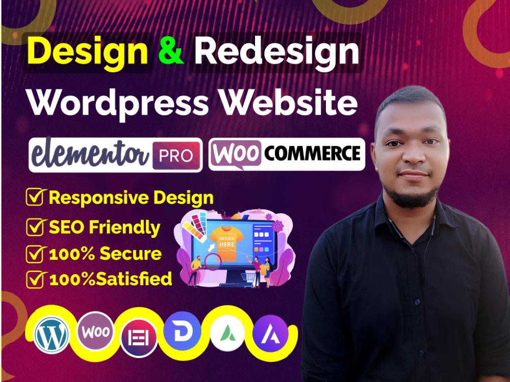 Design or redesign wordpress website elementor website by elementor pro ...