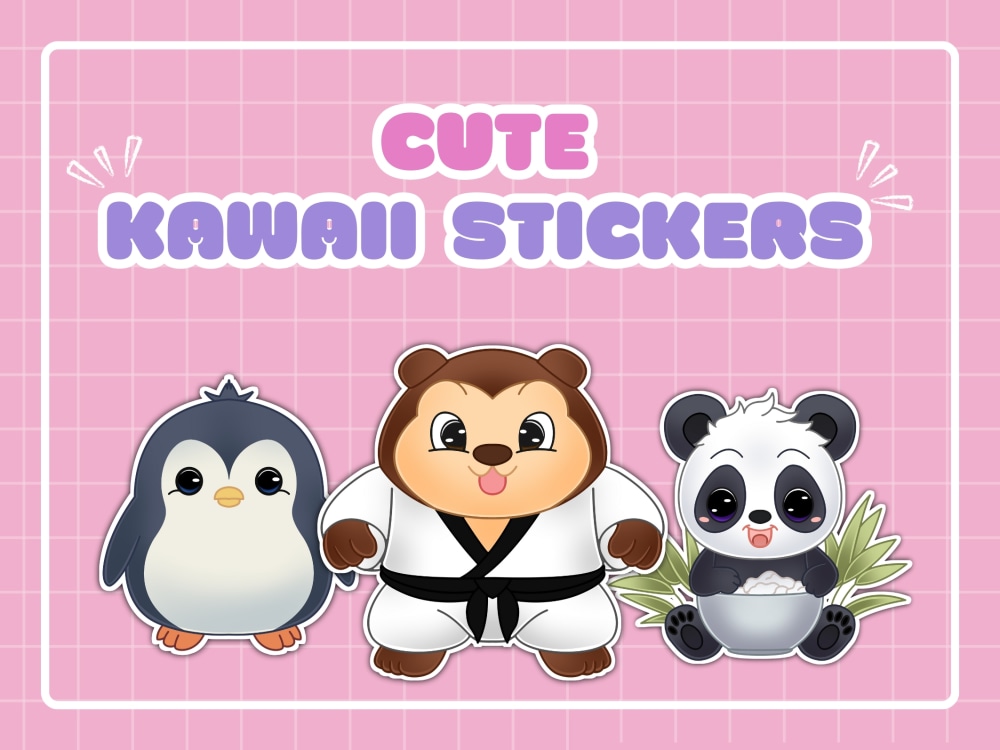 Cute kawaii doodle, stickers, emoji, emotes, mascot, chibi