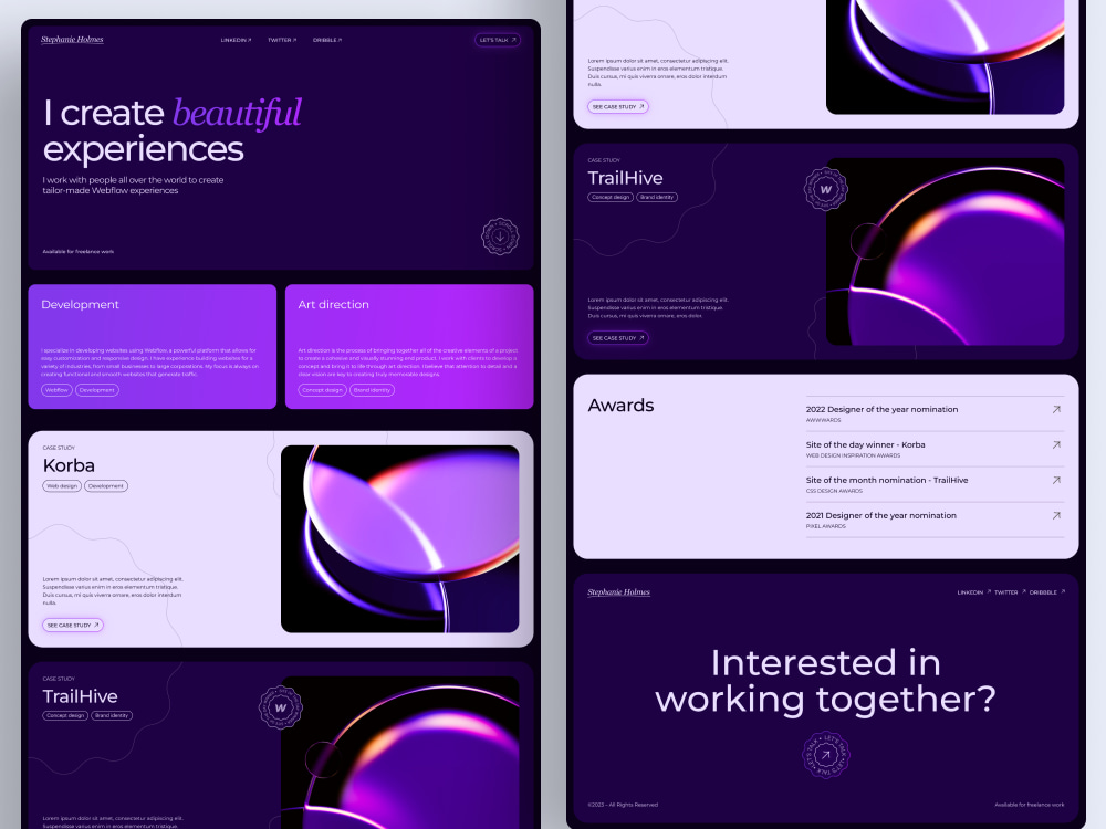 Professional and attractive portfolio website UI/UX design in Figma ...