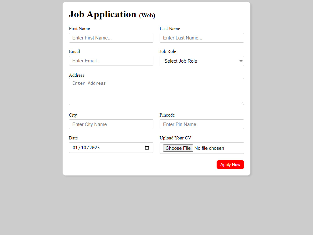 Html form with css grid | Upwork