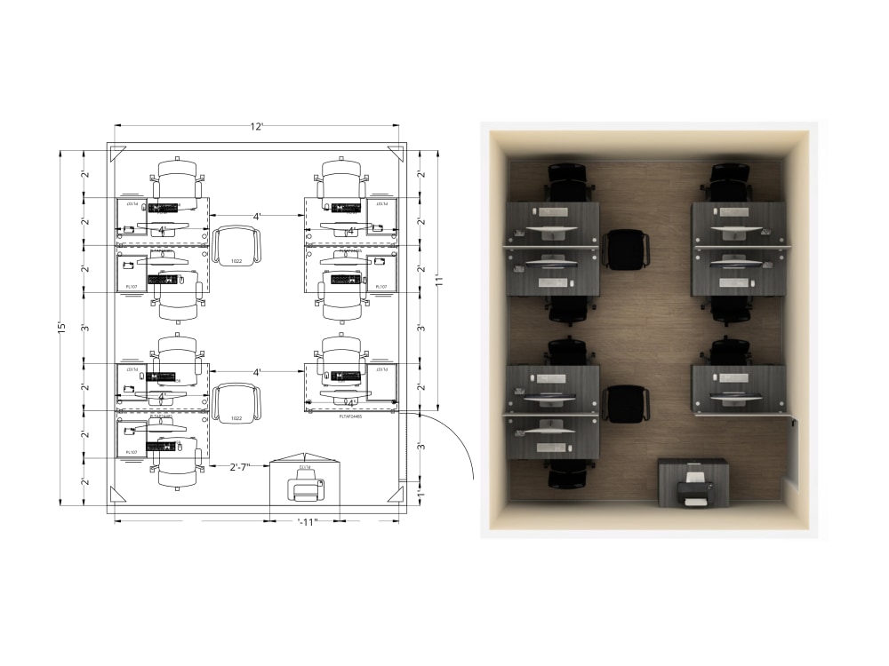 Office Floor Plan, Furniture Layout, Space Planning from Interior