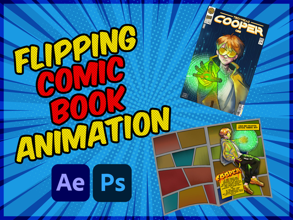 A animated flipping comic book Upwork