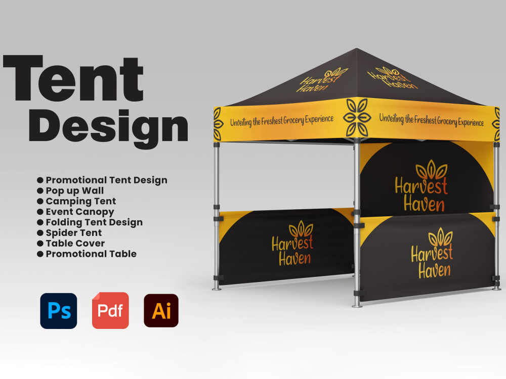 Custom canopy tent, table cover and flag for your exhibition Upwork