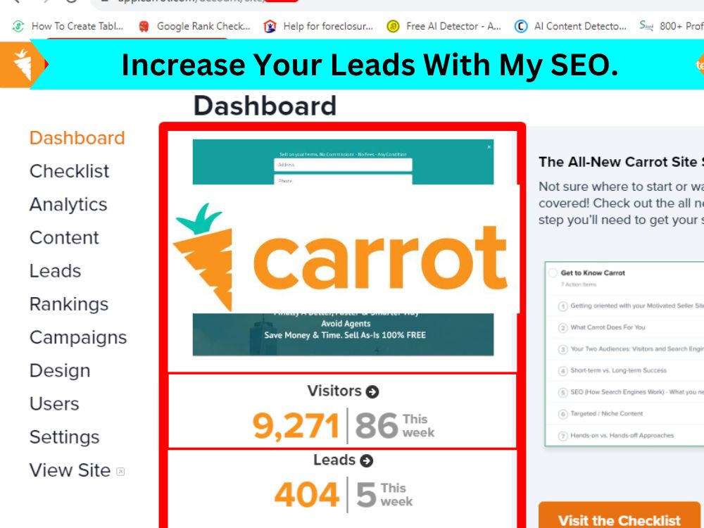 Real Estate Investor Carrot SEO, I am following the
