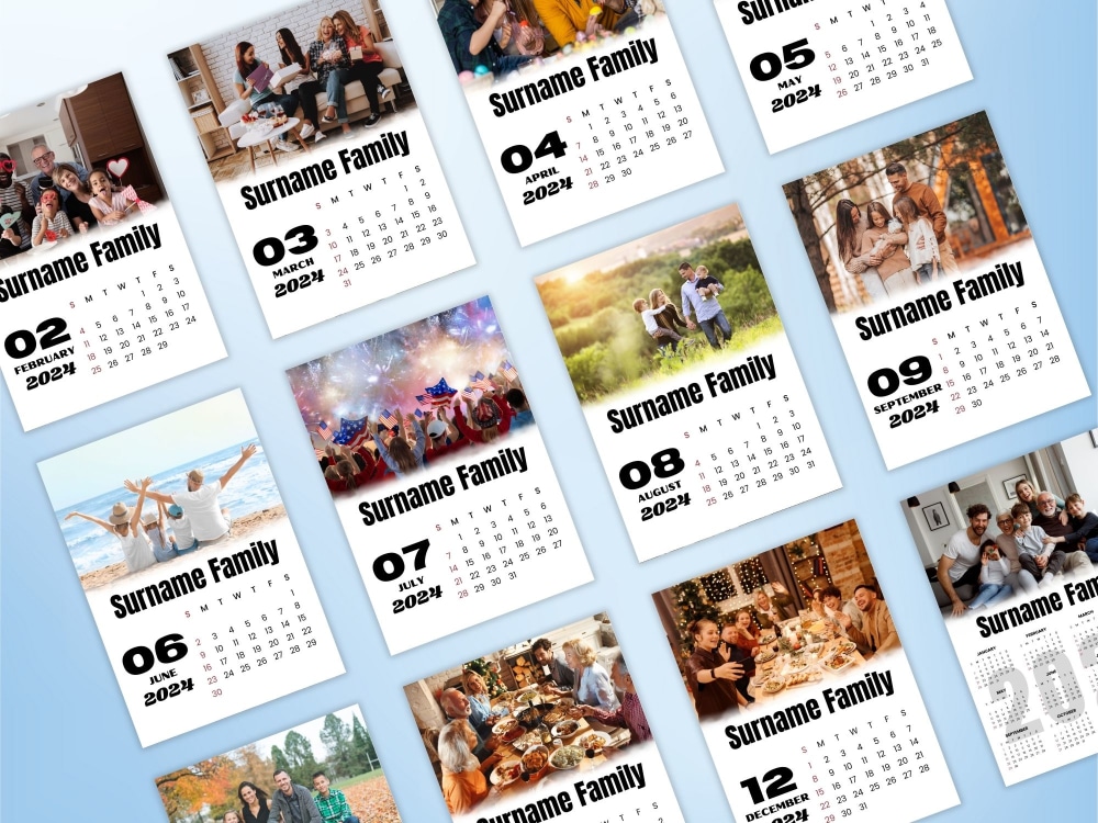 Personalized Monthly Family Calendar with your Picture and Family Name ...