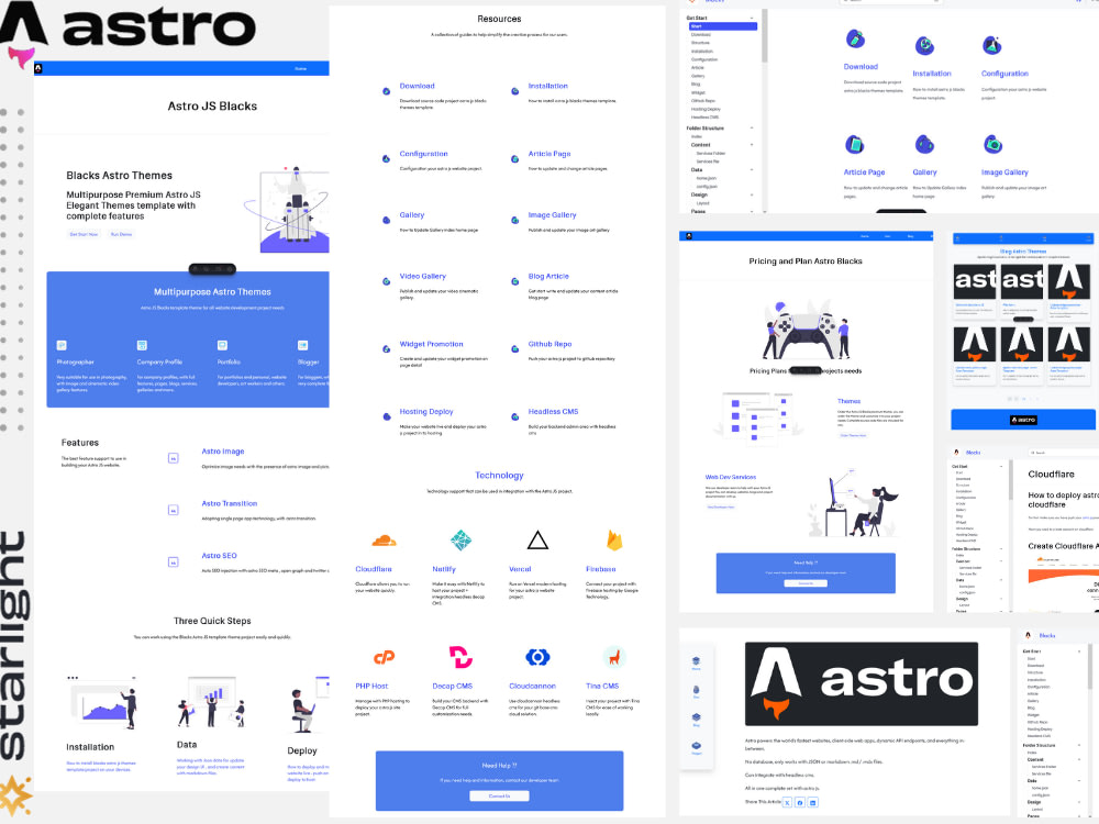 You will get Website documentation with Astro JS Starlight or custom design