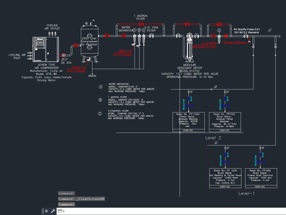 Compressed air Generation and Distribution design and calculation Upwork