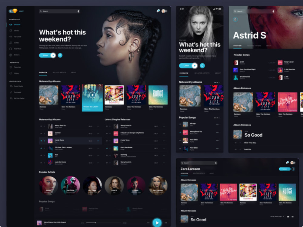 Podcast app, audio streaming app, video streaming app, social website