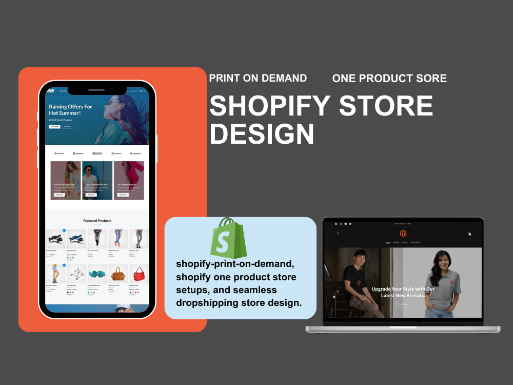Print on demand shopify store, one product shopify website design Upwork