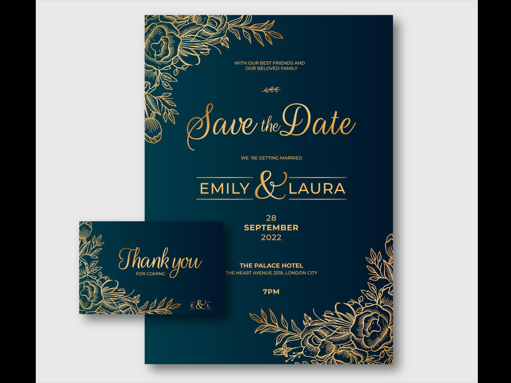 Wedding invitation, wedding card, or bridal shower invitation card