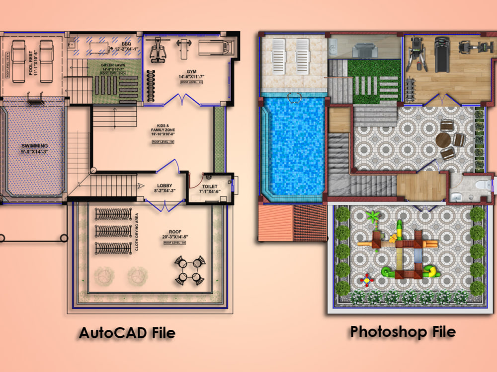 2D Floor Plan & Furniture Plan Rendering from Sketch | Upwork