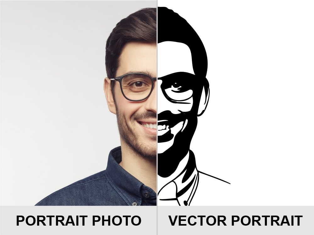 A black and white vector portrait | Upwork