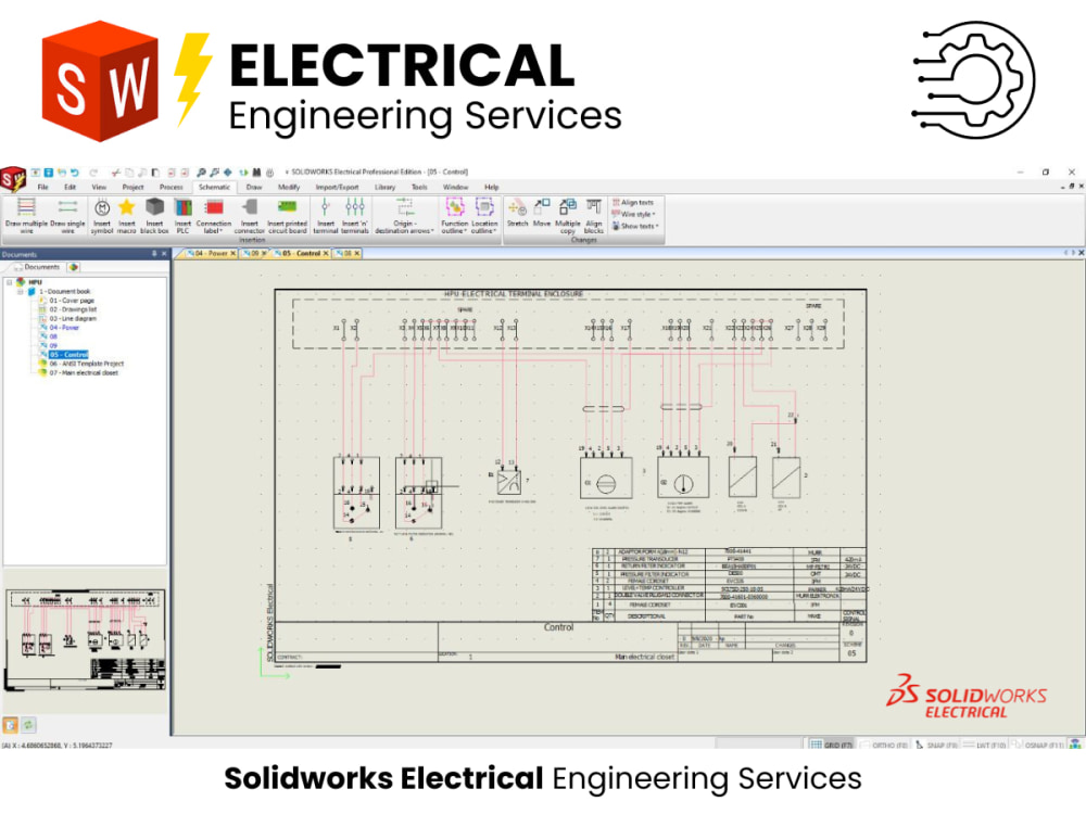Schematics, Wiring diagram and BOM using SolidWorks Electrical Upwork