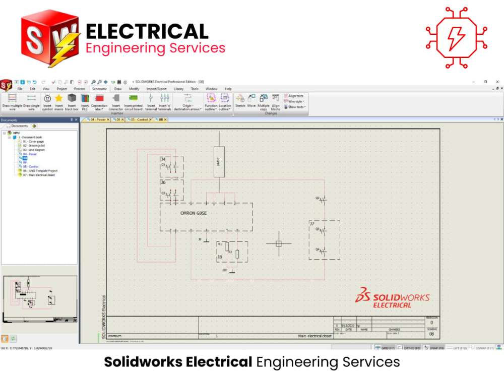 Schematics, Wiring diagram and BOM using SolidWorks Electrical | Upwork