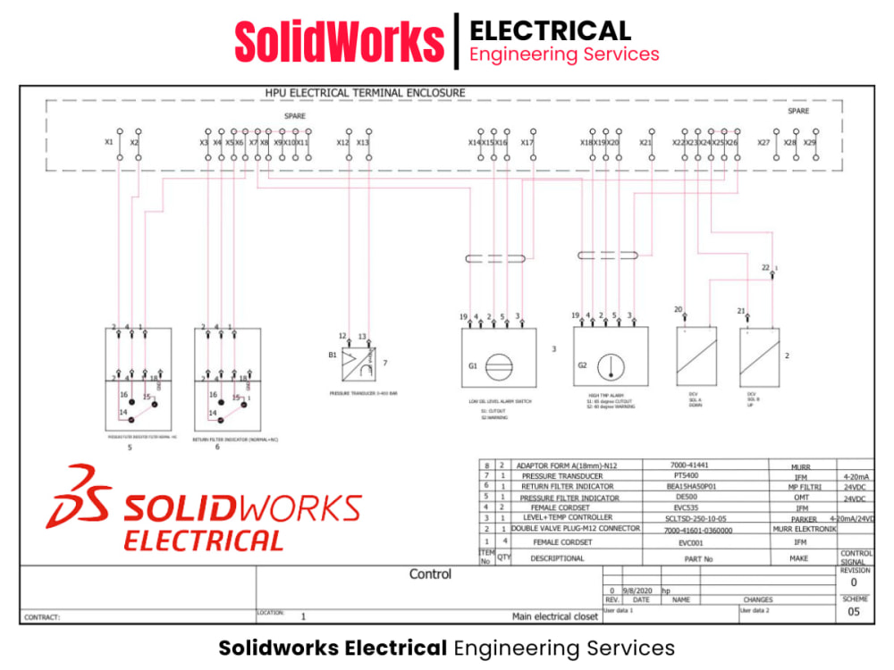 Schematics, Wiring diagram and BOM using SolidWorks Electrical | Upwork