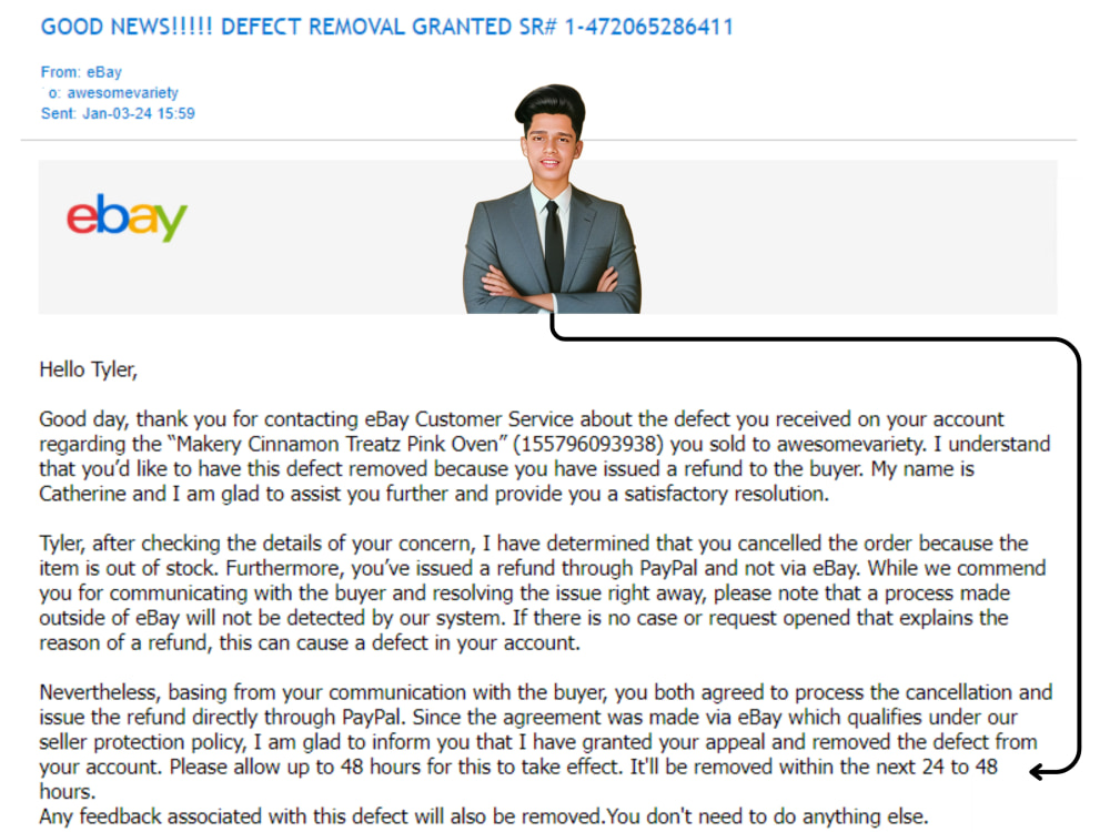 Solve ebay account defects, transaction defects, late shipment issues