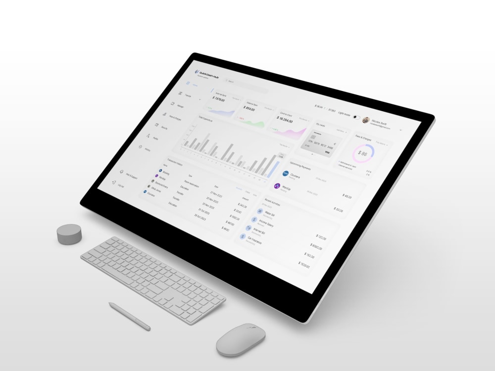 A clear and Unique  App Financial dashboard UX/UI Dashboard Upwork