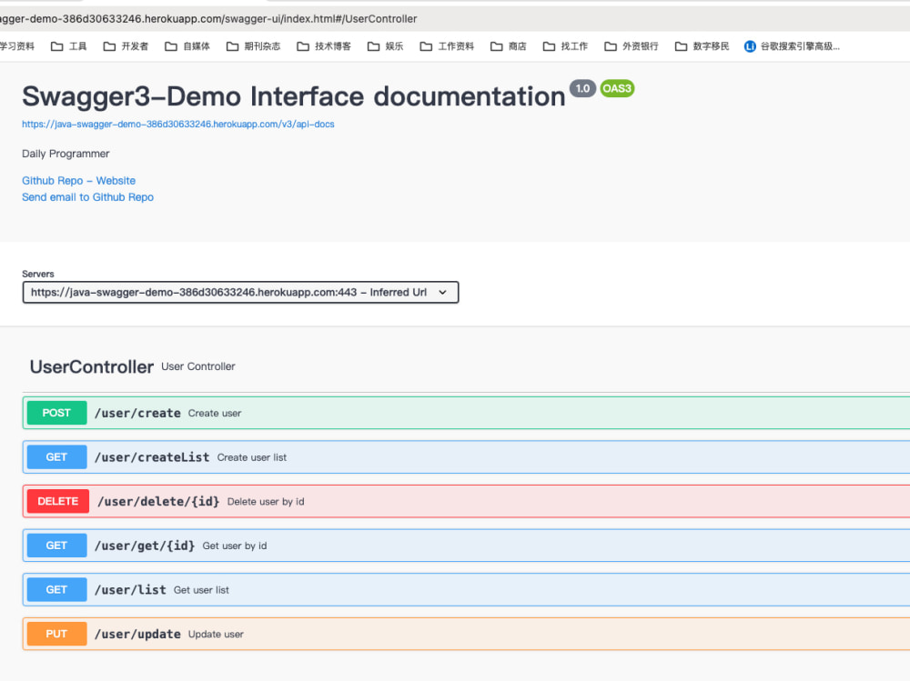 A documentation of the swagger online interface for Java or golang | Upwork