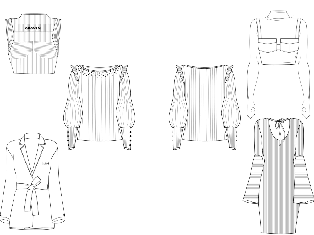 Flat draw apparel cad Design in Vector file Upwork