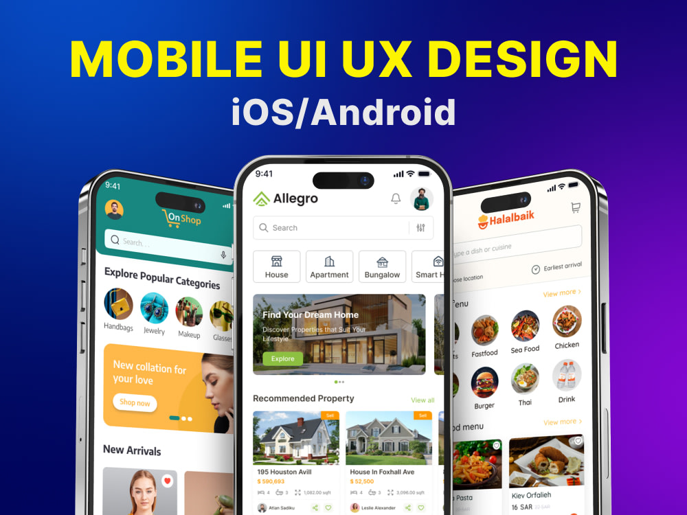Mobile app ui ux design, figma app ui design for ios or android | Upwork