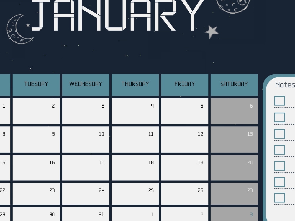 A full set of Astronaut-themed Calendar that is editable and printable ...