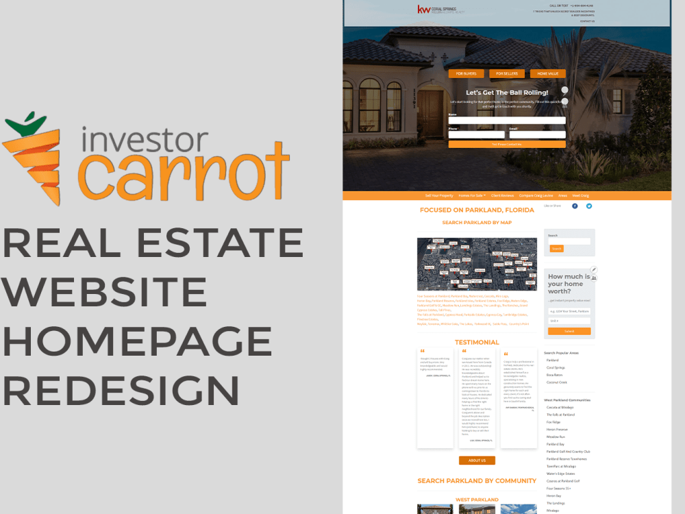Investor Carrot Real Estate Agent and Investor Full Website Design Upwork