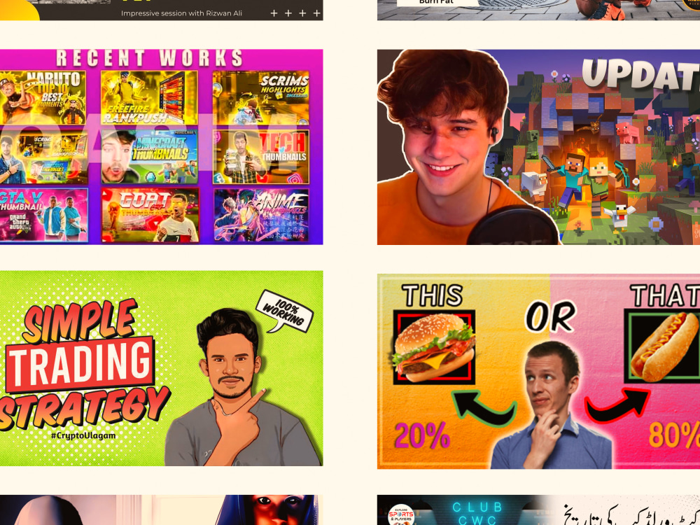 High CTR thumbnail designs for YouTube Upwork