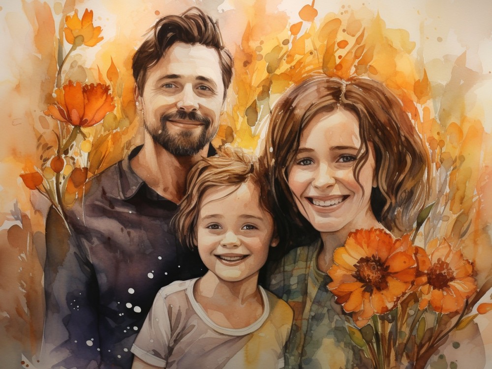 Professional watercolor family portrait | Upwork