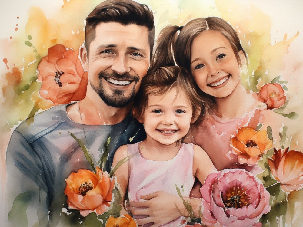 Watercolor family portrait illustration | Upwork