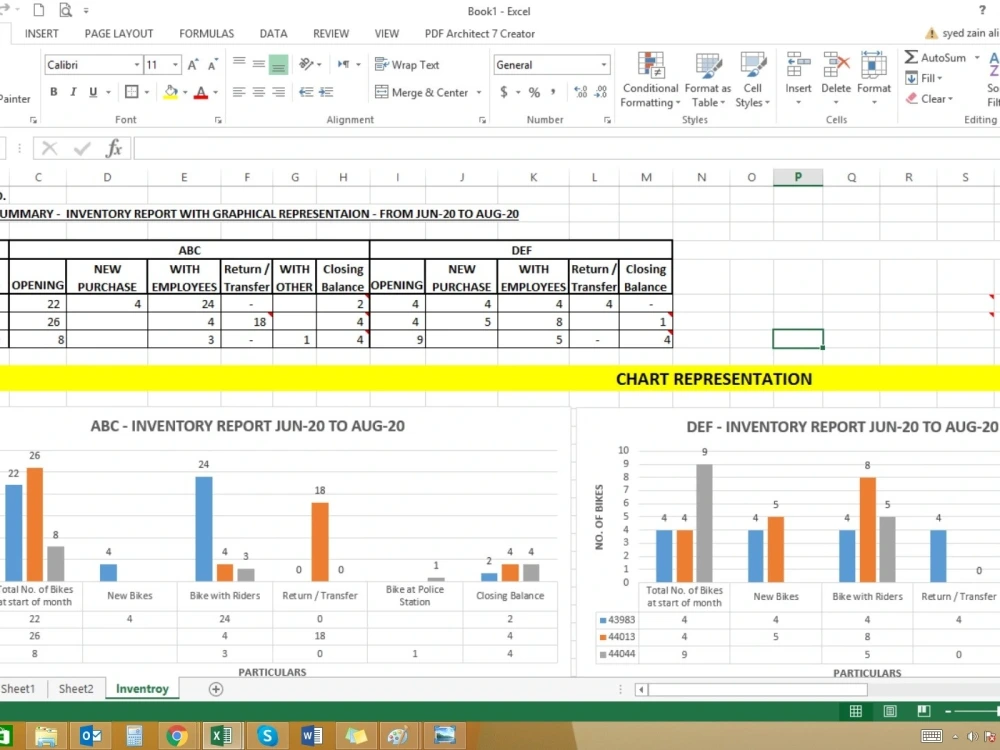 Excel data entry for Word chart