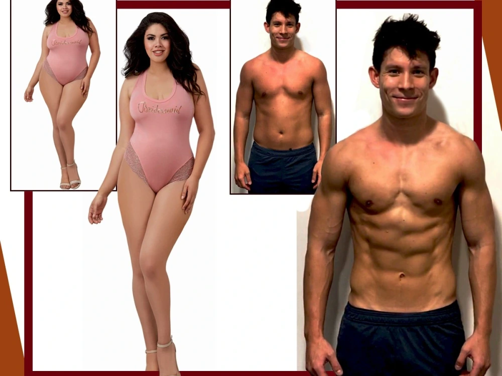 Realistic retouching, 6 pack abs, body slimming, muscle toning or