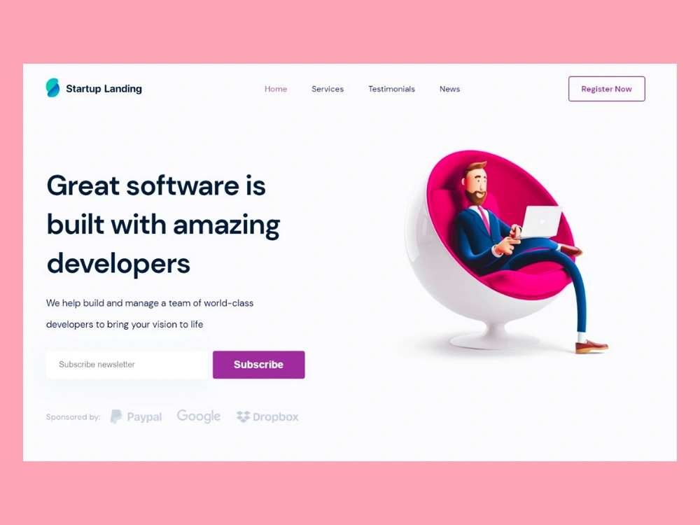Your Startup | SaaS Landing Page | Website Developed with React Js | Upwork