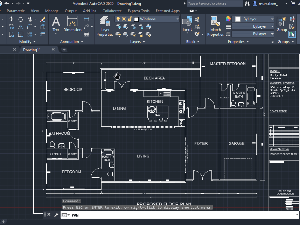 An architectural floor plan drawn in Autocad | Upwork