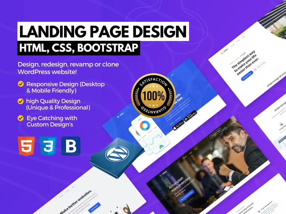 I will design and develop responsive HTML CSS bootstrap landing page ...