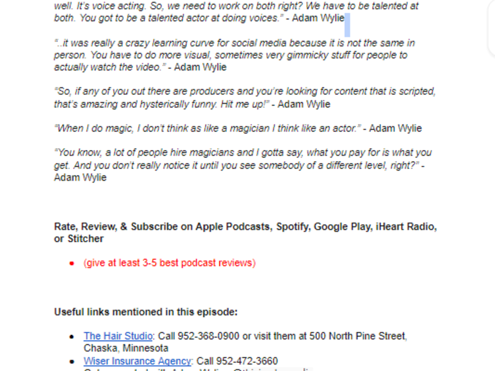 A compelling and well-written shownotes for your podcast new