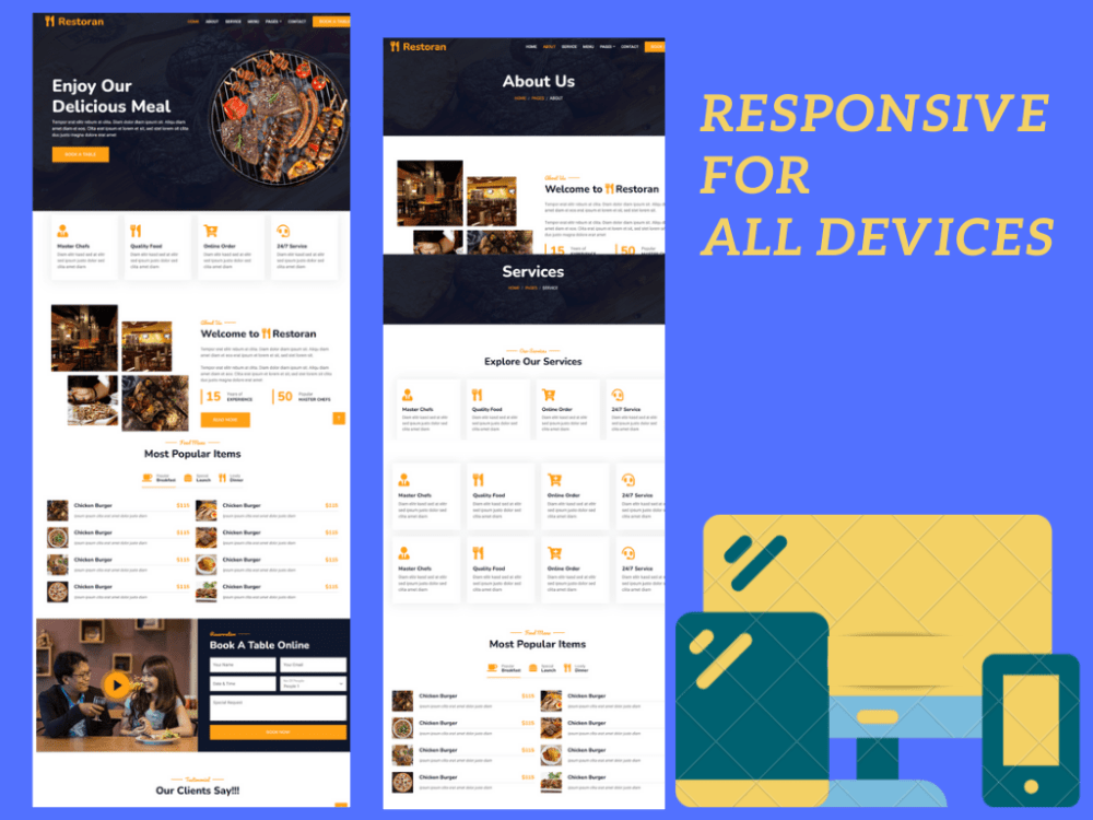 Responsive HTML, CSS & JavaScript website and according to a modern ...