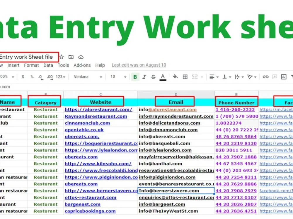 Accurate data entry and web research | Upwork