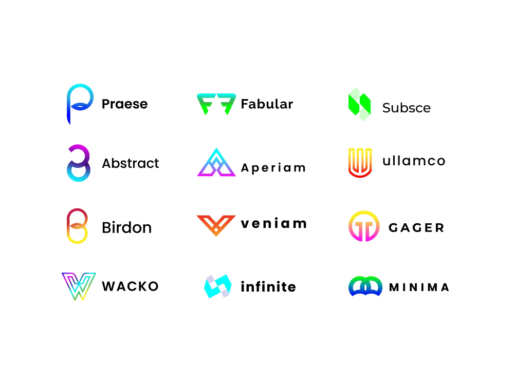 A shining & gradient trendy colorful logo design, Gradient logo ...