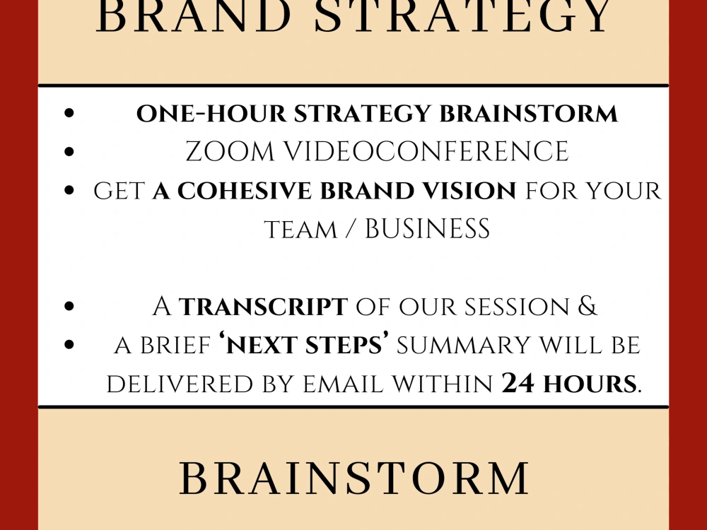 An hour brand strategy brainstorm session, transcript & actionable plan