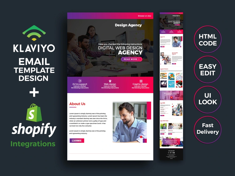 A klaviyo editable responsive email newsletter template Upwork