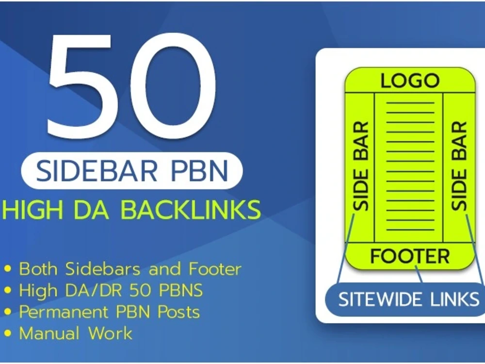 50 PBN DA 50+ sidebar Homepage Backlink | Upwork