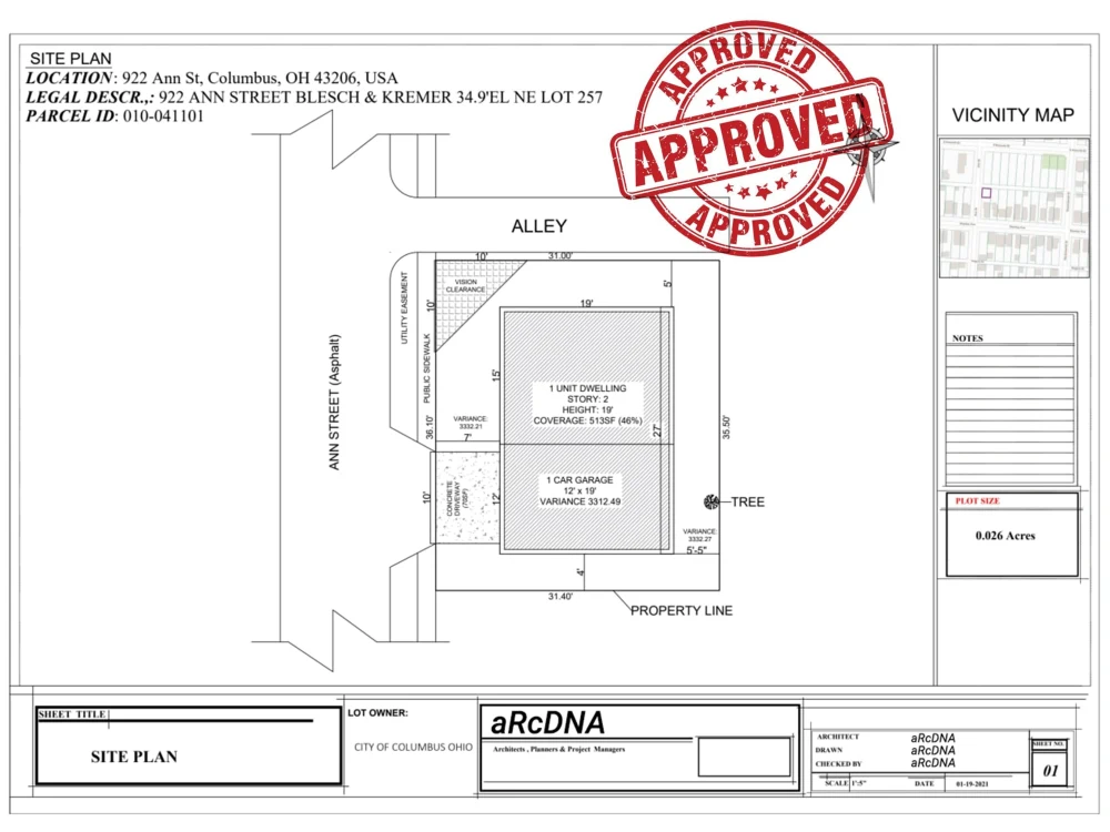 Site plan, plot plan, lot subdivision drawings for city permit in ...