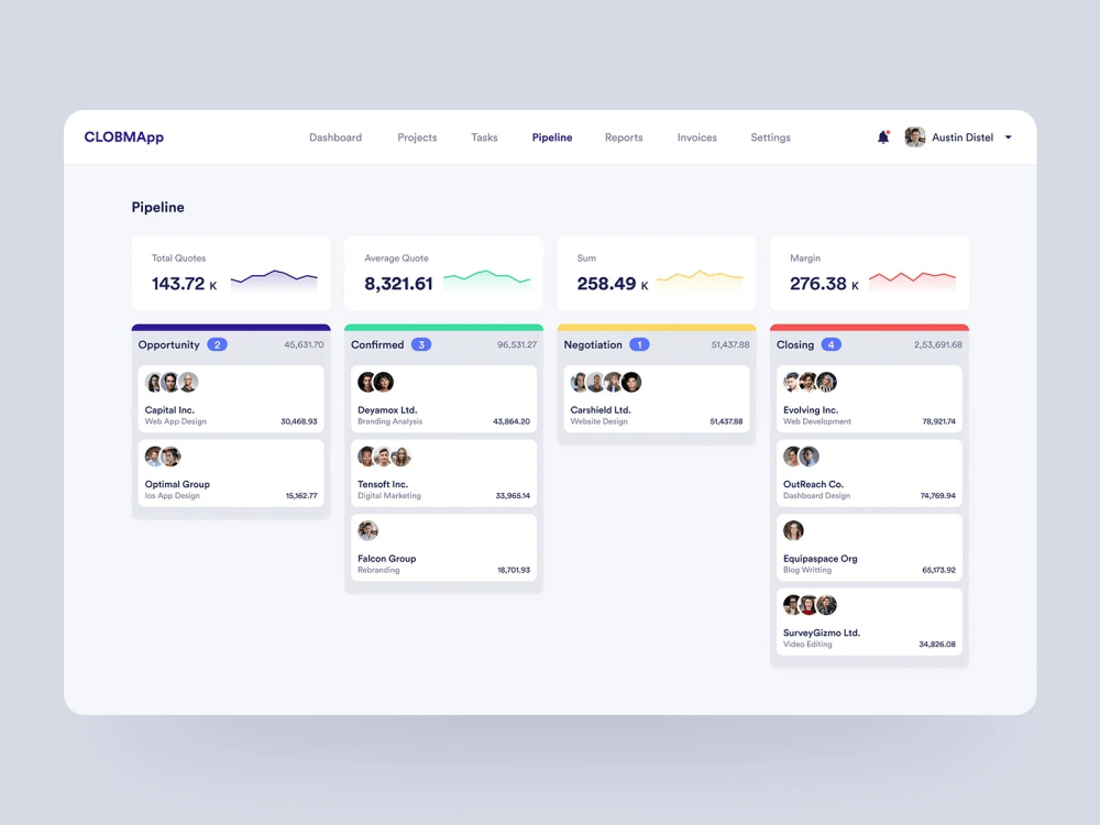 A clean modern UI/UX design of SaaS, B2B, B2C, CRM, UCM, LMS Dashboard ...