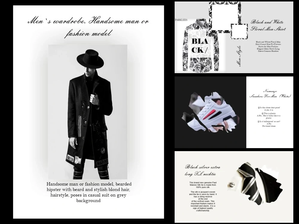 A product catalog, perfect luxury catalog, black and white catalog