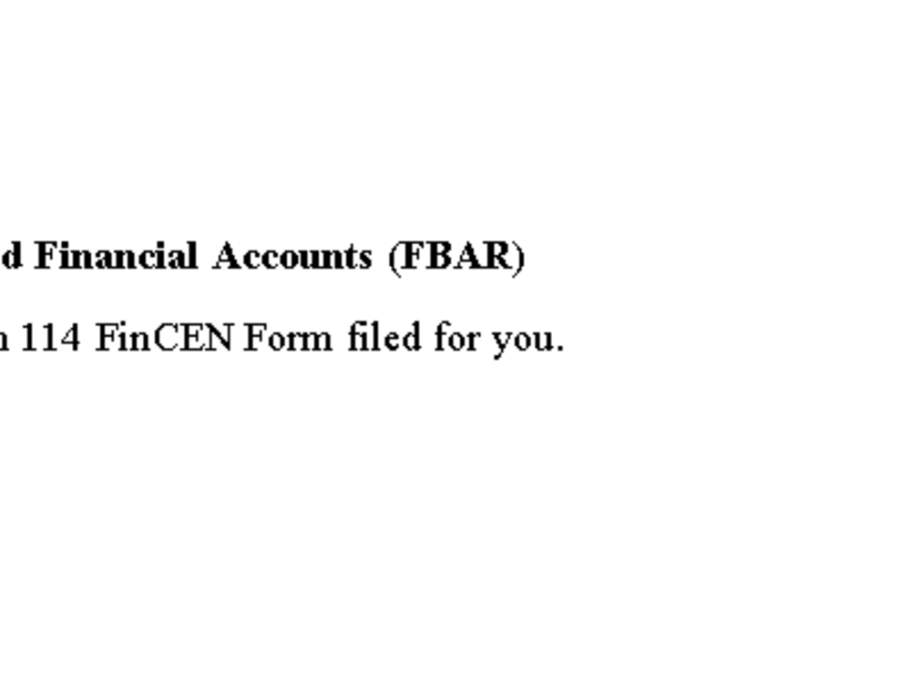 FinCen Form 114 (FBAR) Filing Upwork