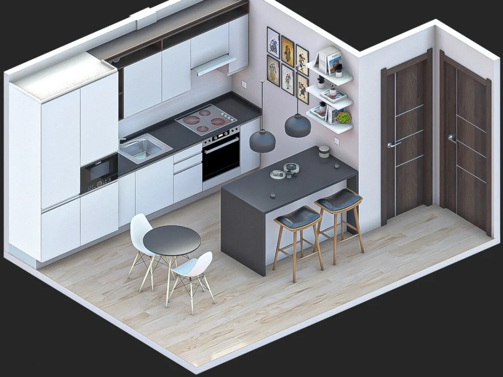 A 3D Kitchen design for your home | Upwork