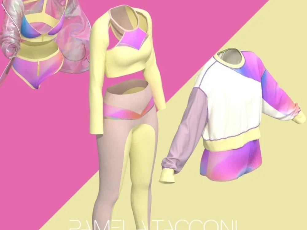 Realistic Clo3d designs of sportswear and activewear with tech pack