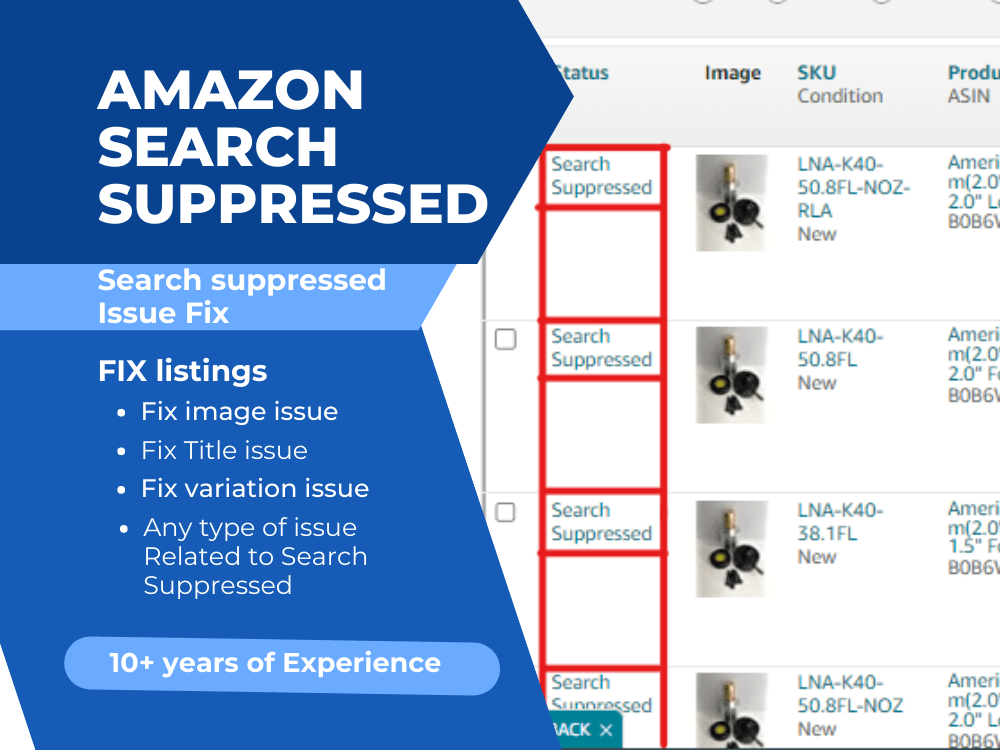 Amazon Search Suppressed listing inventory issue fixed Amazon Case