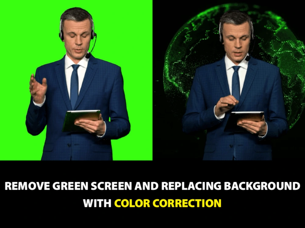 Green screen key out and color correction Upwork
