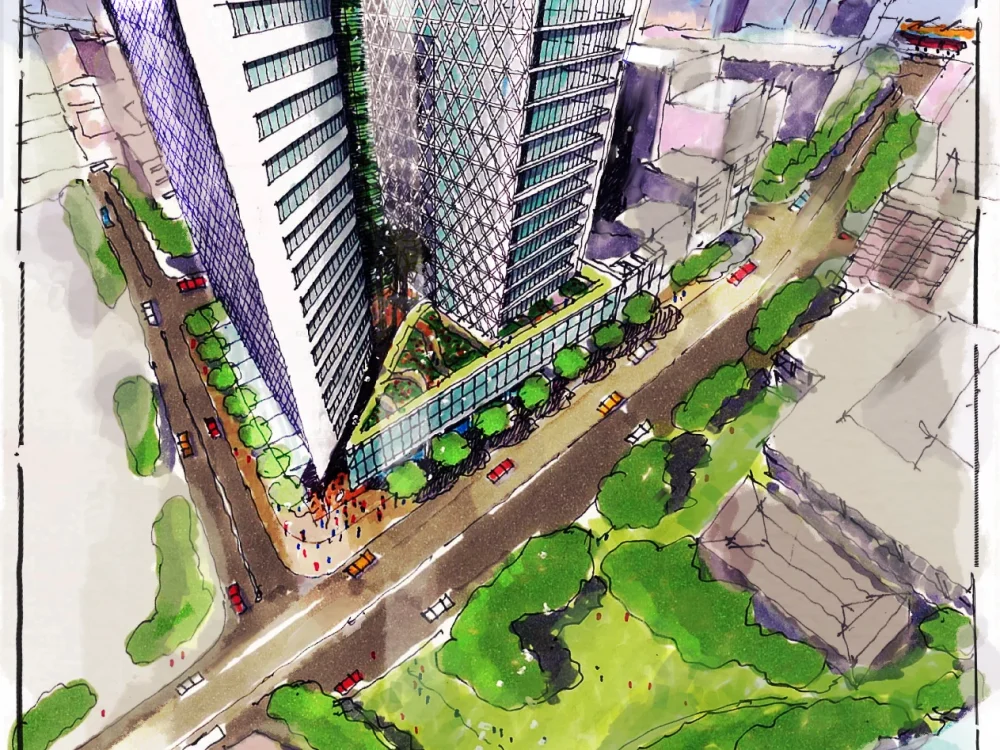 Freehand or rendering architectural, masterplan and interior ...
